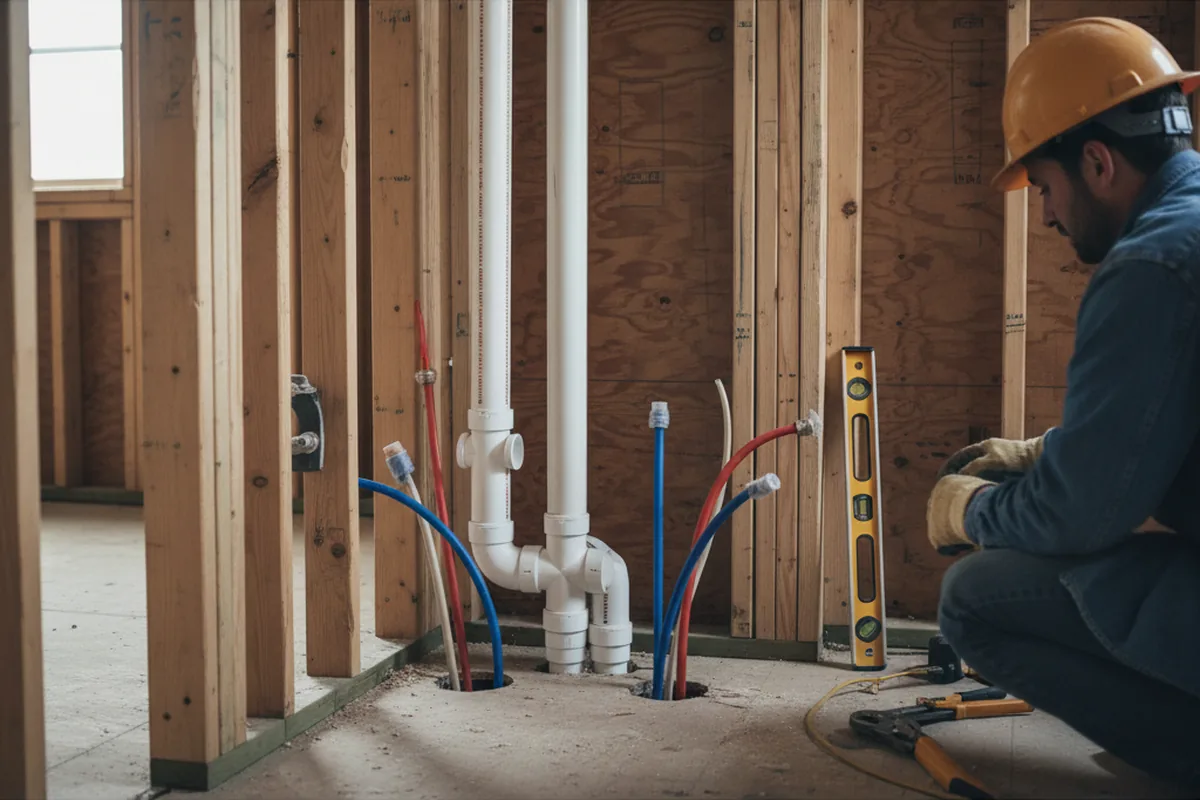 Drain and supply rough-in during Leak Detection in Critz