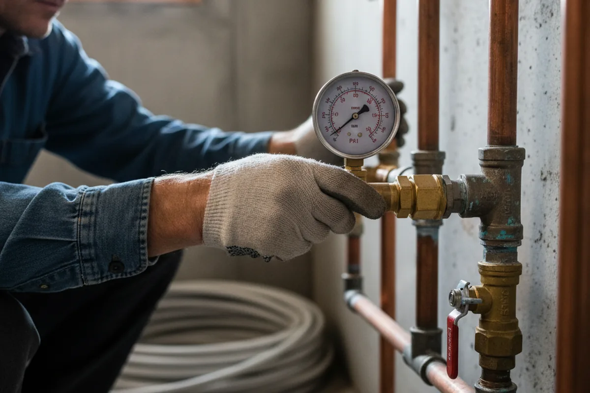 Pressure testing a repaired line during Water Line Repair in Critz
